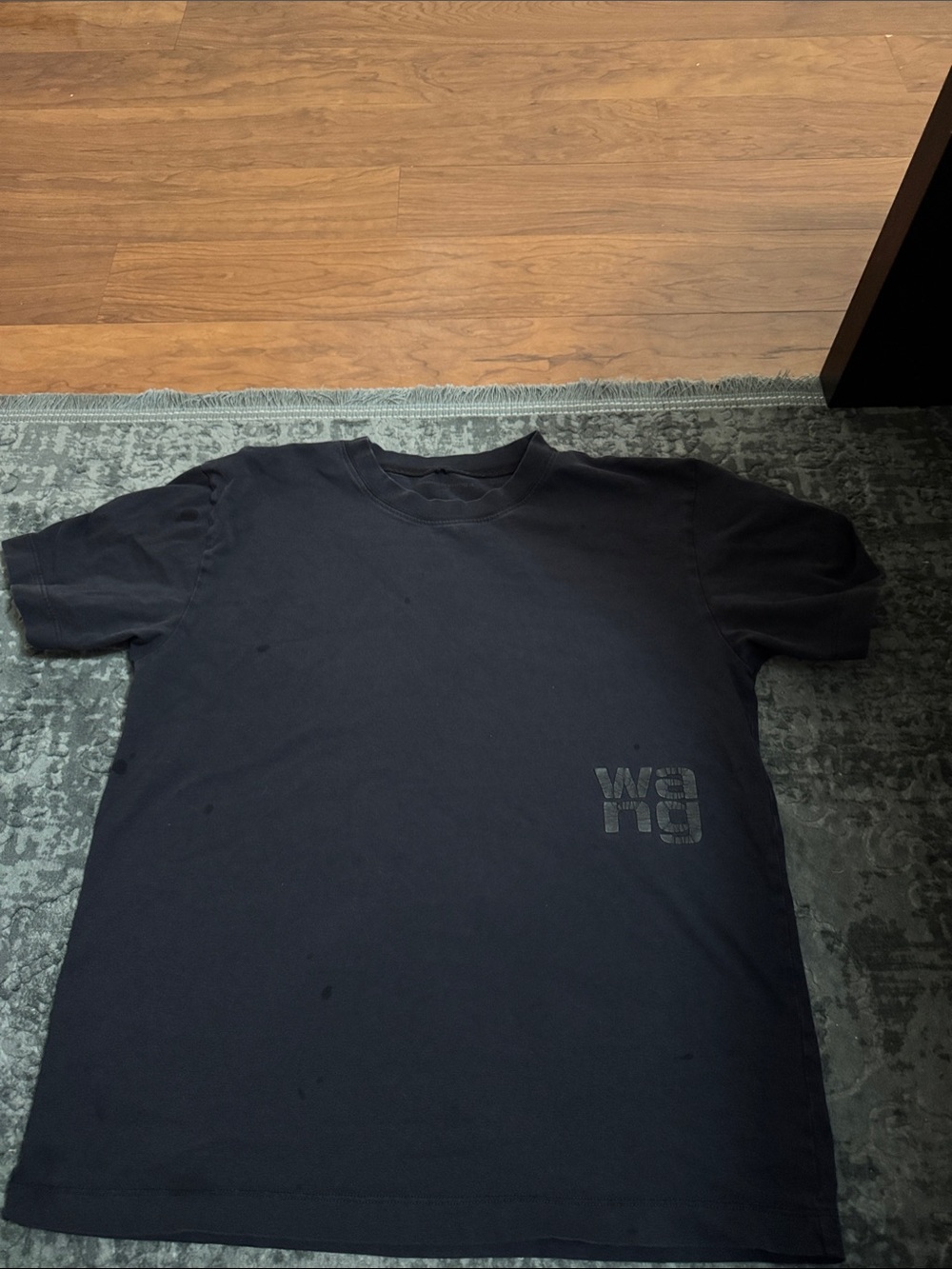 Alexander Wang Black Short Sleeve Crewneck Tee with Subtle Logo